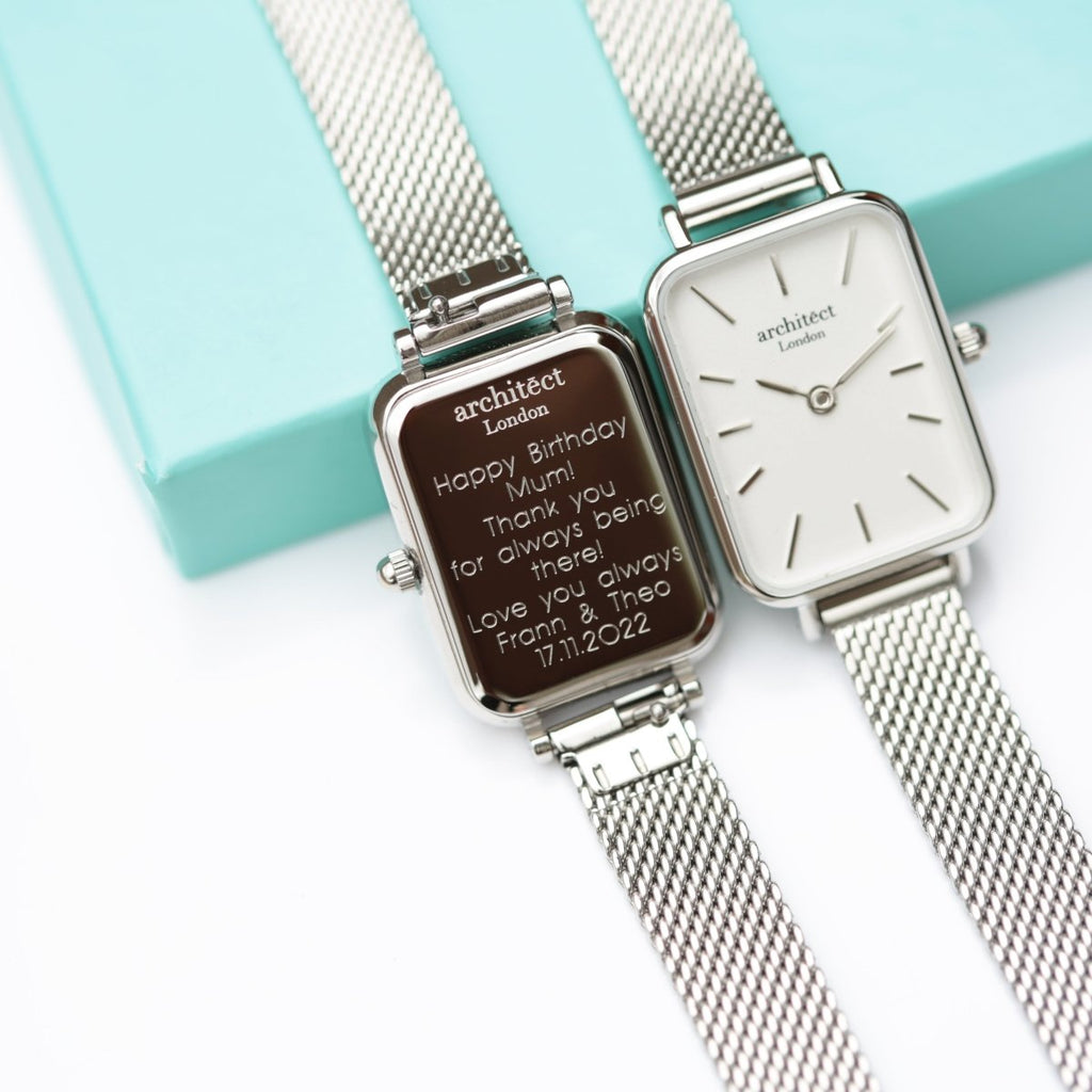 Personalised Ladies Architect Lille Cloud Silver Watch - Modern Font Engraved