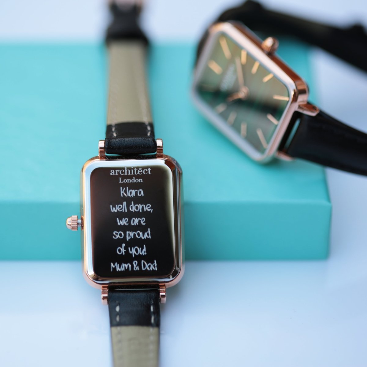 Personalised Ladies Architect Lille Pine Green Watch - Handwriting Engraved