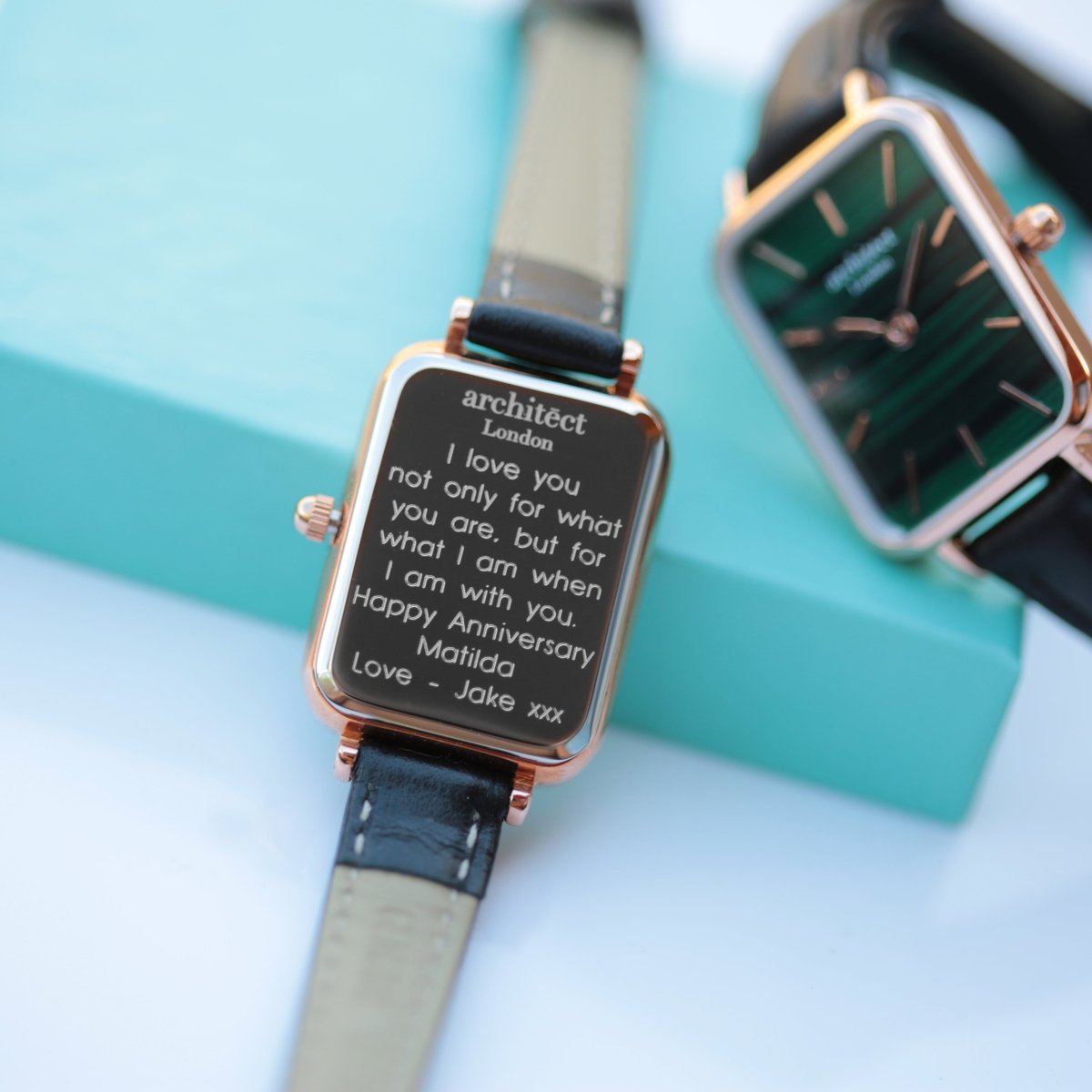 Personalised Ladies Architect Lille Pine Green Watch - Modern Font Engraved