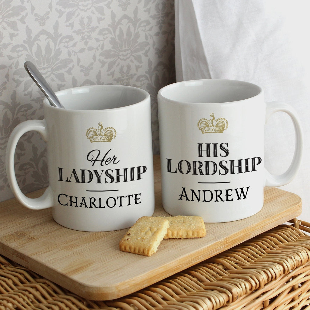 Personalised Ladyship And Lordship Mug Set