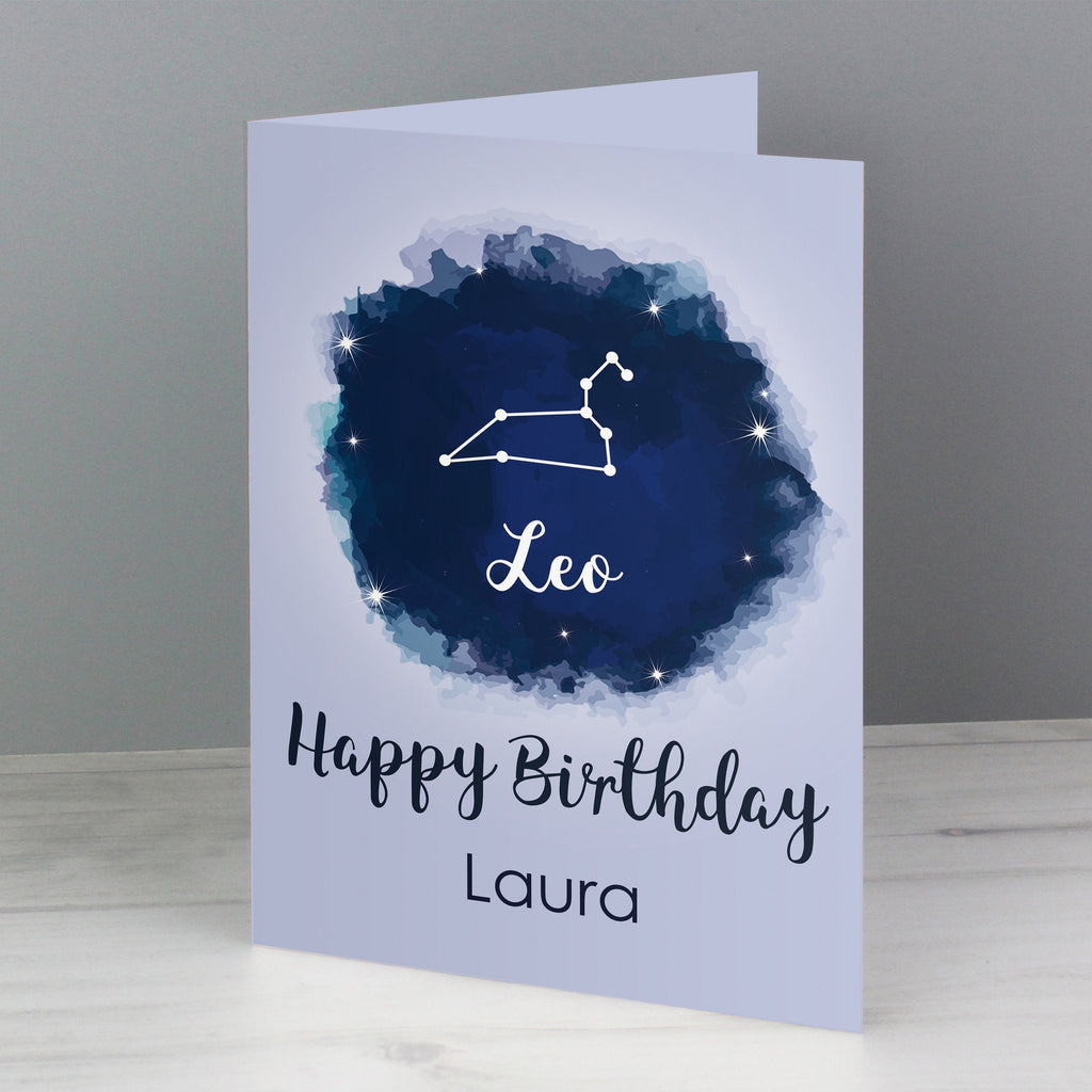 Personalised Leo Zodiac Star Sign Card (July 23rd - August 22nd)