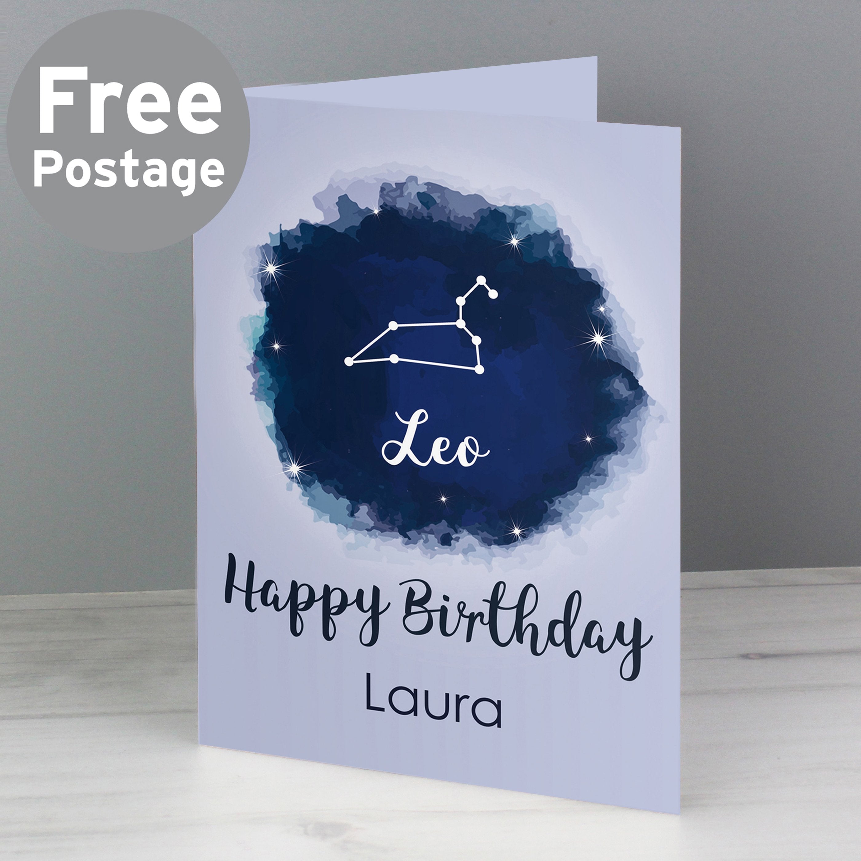 Personalised Leo Zodiac Star Sign Card (July 23rd - August 22nd)
