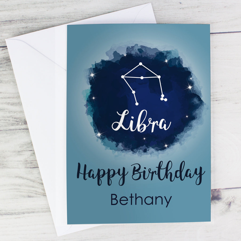 Personalised Libra Zodiac Star Sign Card (September 23rd - October 22nd)