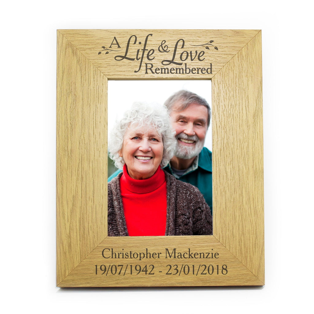 Personalised Life & Love 4x6 Inch Oak Finish Photo Frame