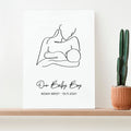 Personalised Personalised Line Art New Mum and Baby Feeding Print