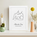Personalised Personalised Line Art New Mum and Baby Feeding Print
