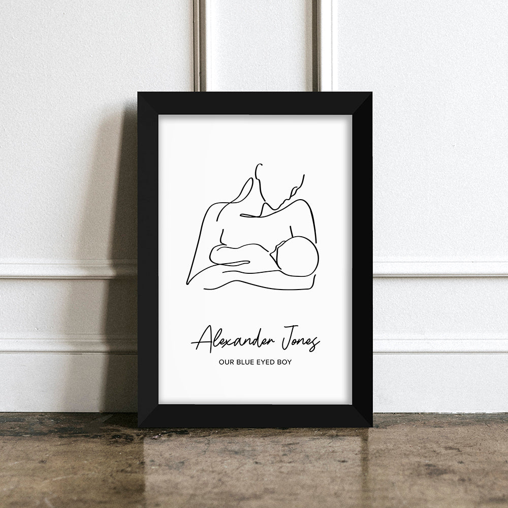 Personalised Personalised Line Art New Mum and Baby Feeding Print