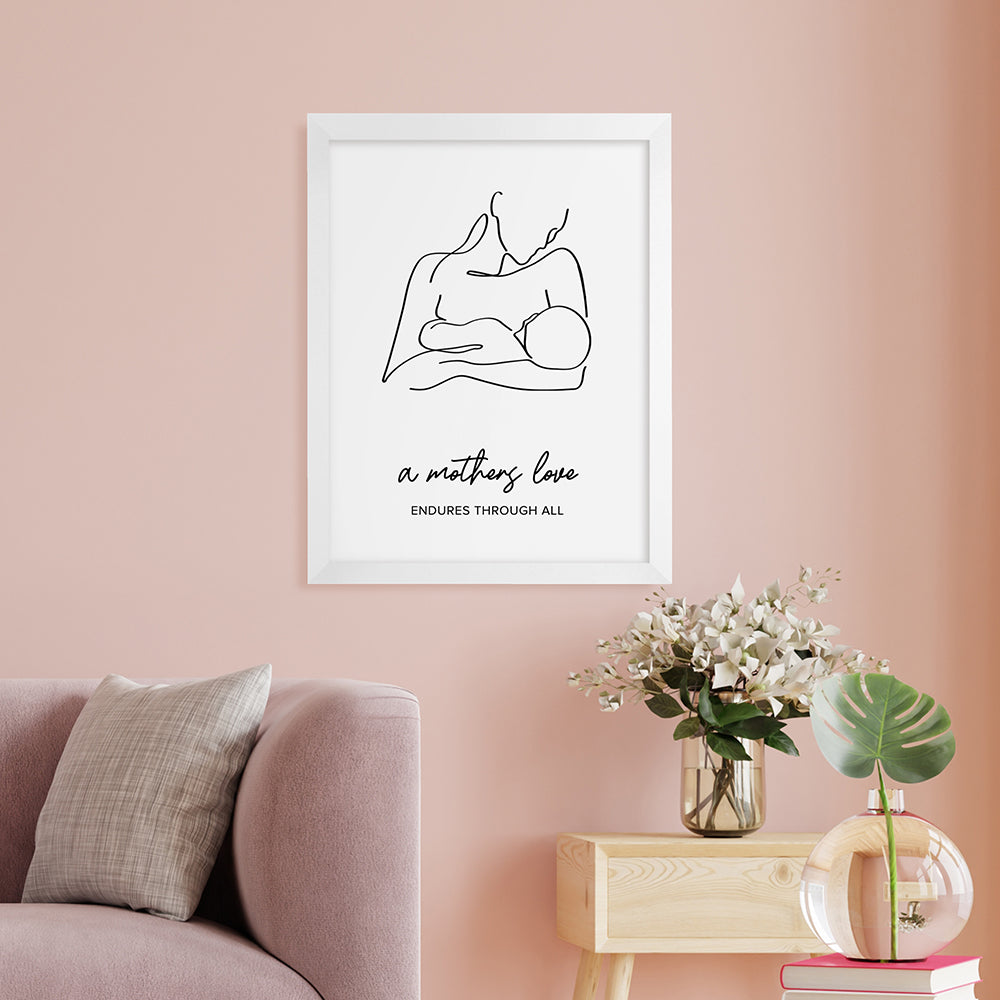 Personalised Personalised Line Art New Mum and Baby Feeding Print