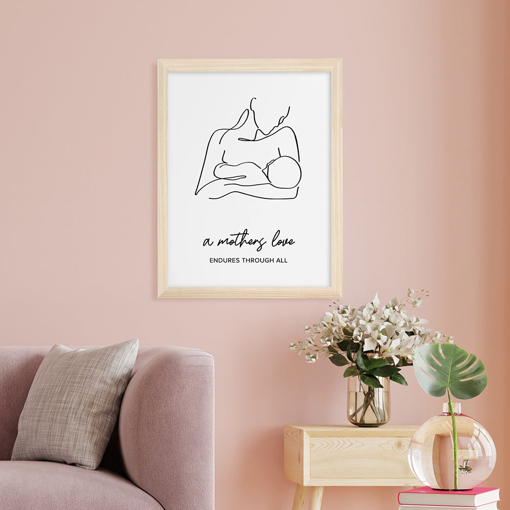 Personalised Personalised Line Art New Mum and Baby Feeding Print