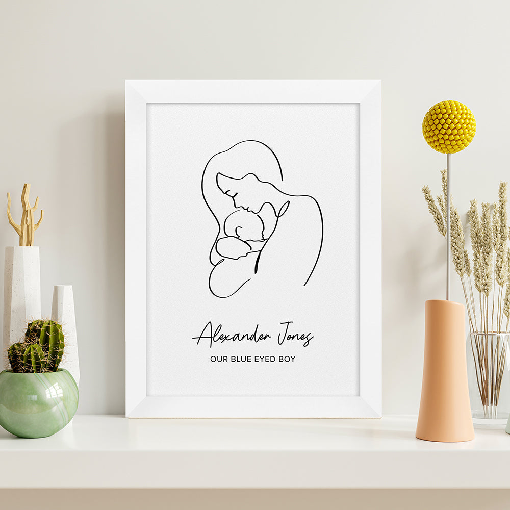 Personalised Personalised Line Art New Mum and Babys Love Print