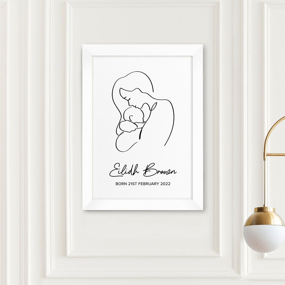 Personalised Personalised Line Art New Mum and Babys Love Print