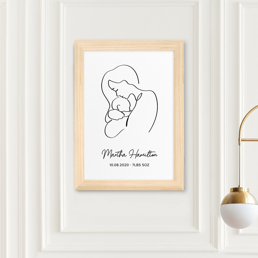Personalised Personalised Line Art New Mum and Babys Love Print