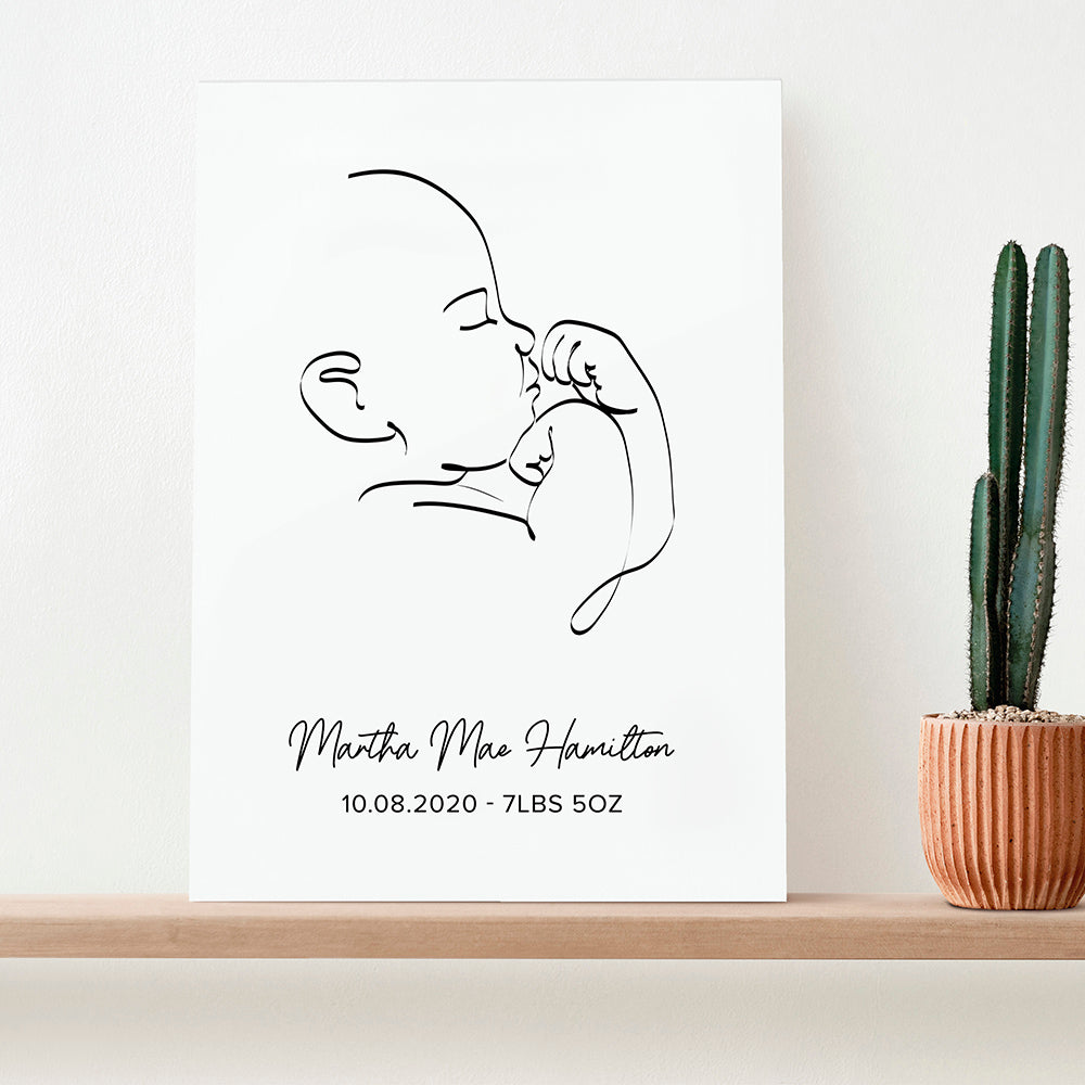 Personalised Personalised Line Art Relaxed Baby Print