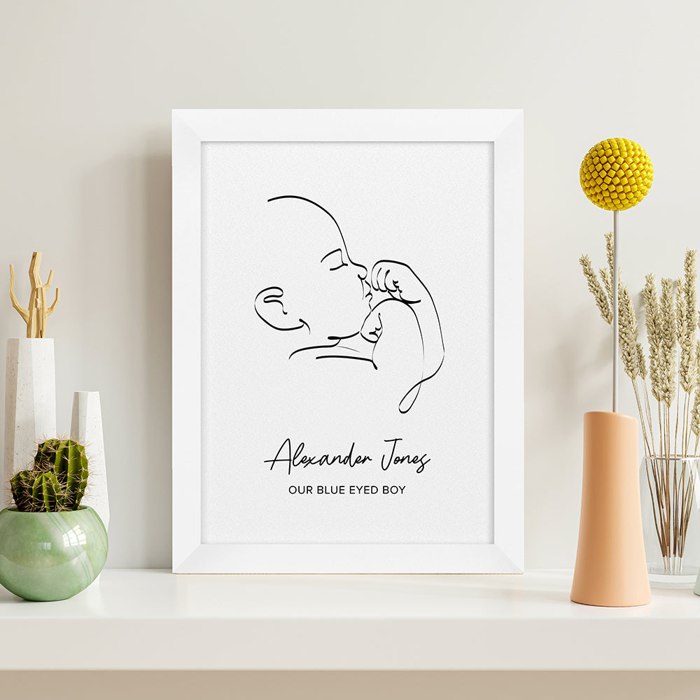 Personalised Personalised Line Art Relaxed Baby Print