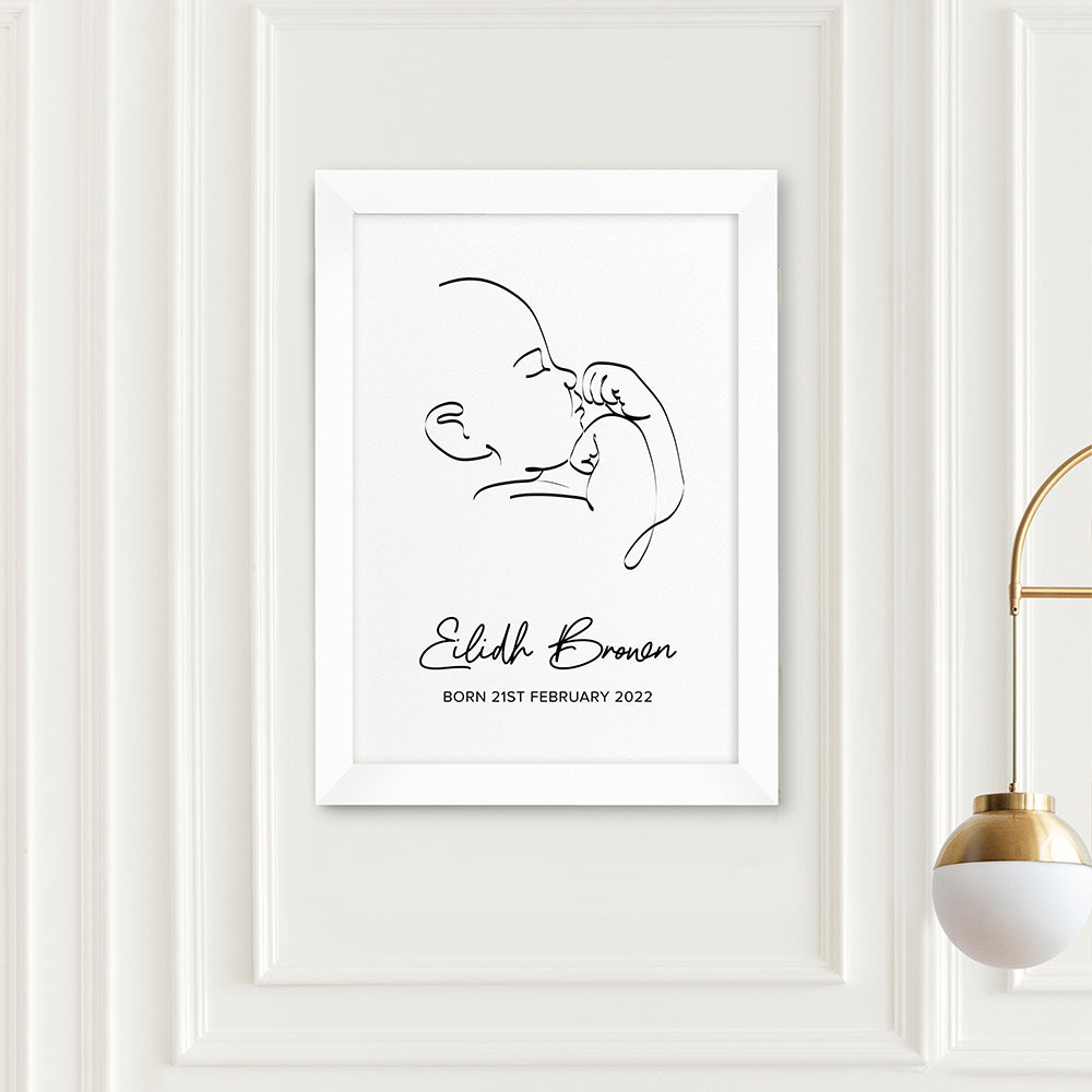 Personalised Personalised Line Art Relaxed Baby Print
