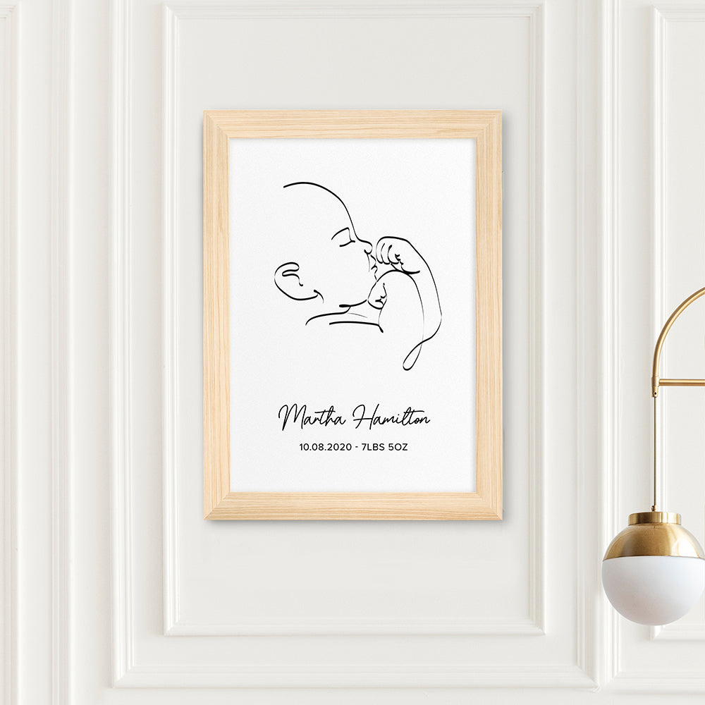 Personalised Personalised Line Art Relaxed Baby Print