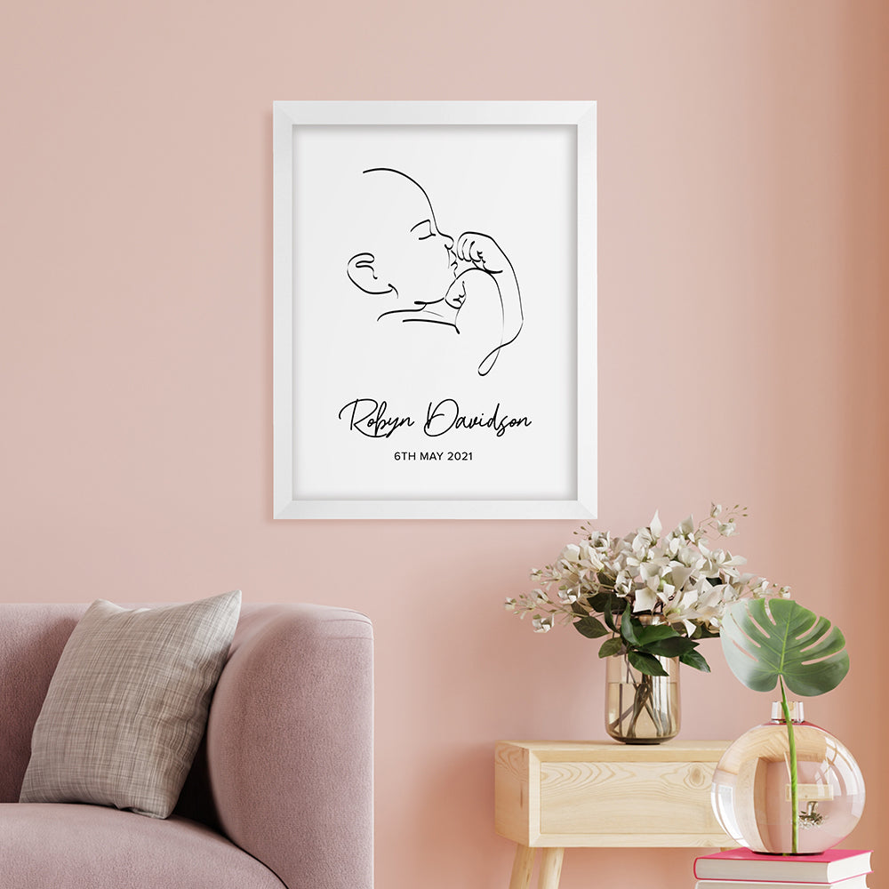 Personalised Personalised Line Art Relaxed Baby Print