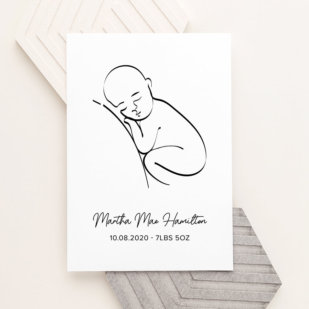 Personalised Personalised Line Art Resting Baby Print