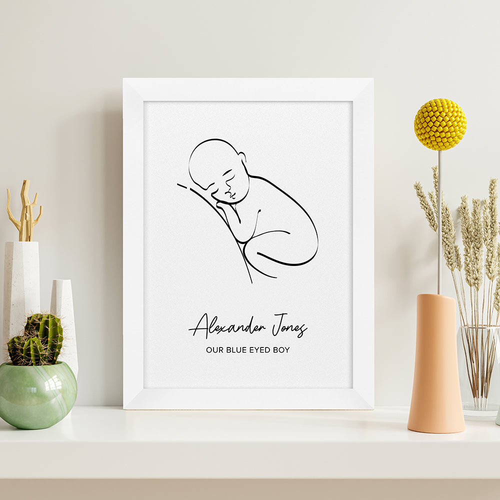 Personalised Personalised Line Art Resting Baby Print