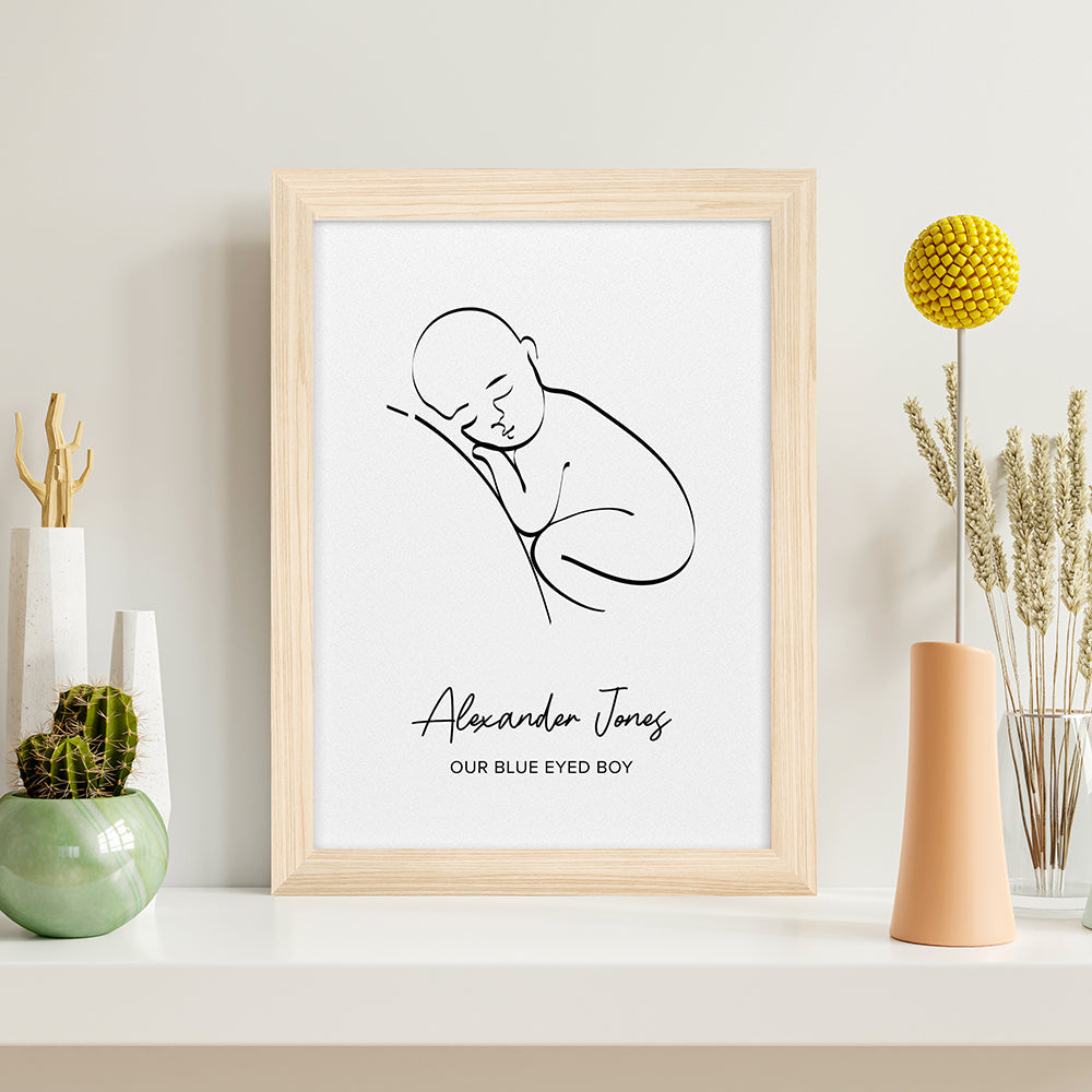 Personalised Personalised Line Art Resting Baby Print