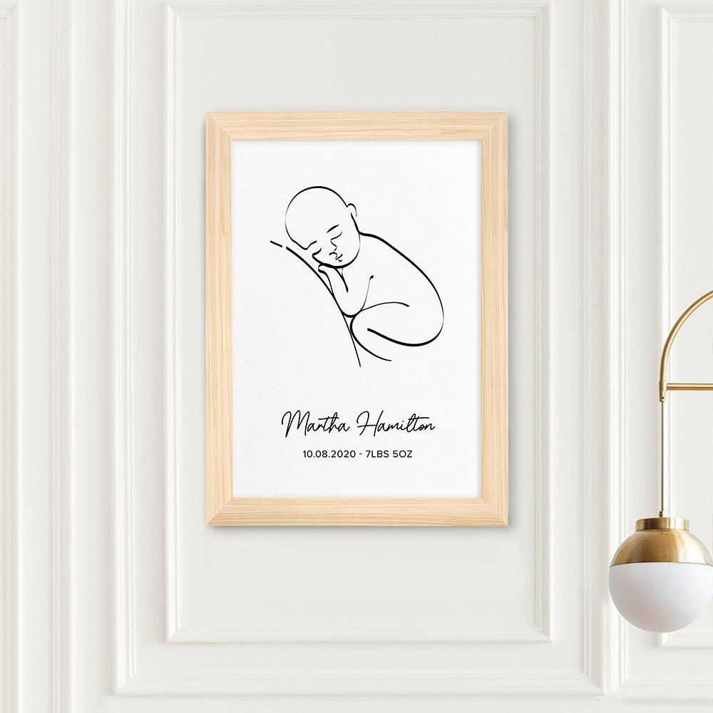 Personalised Personalised Line Art Resting Baby Print