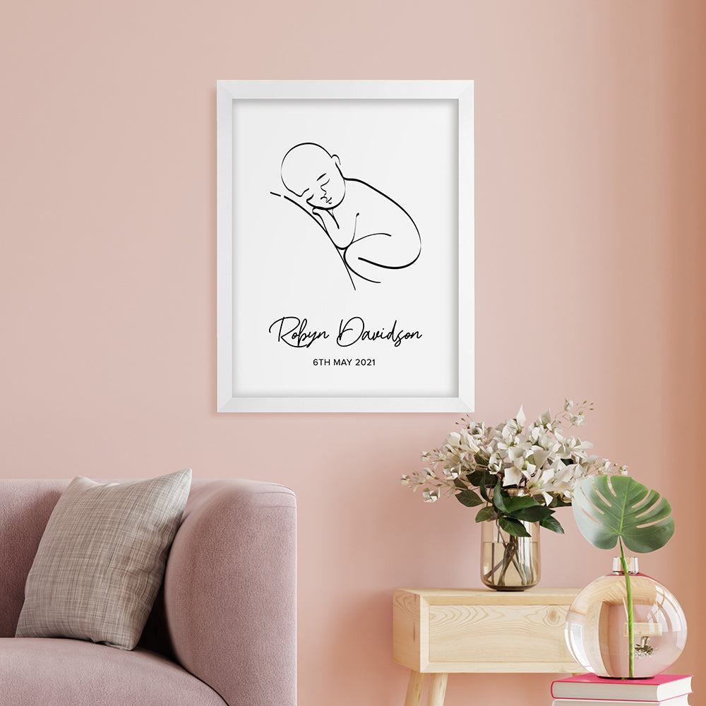 Personalised Personalised Line Art Resting Baby Print