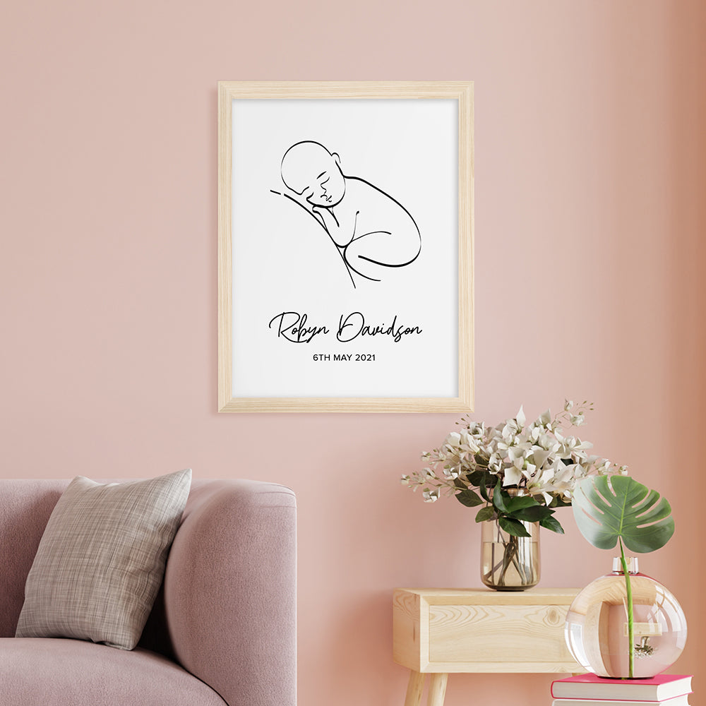 Personalised Personalised Line Art Resting Baby Print