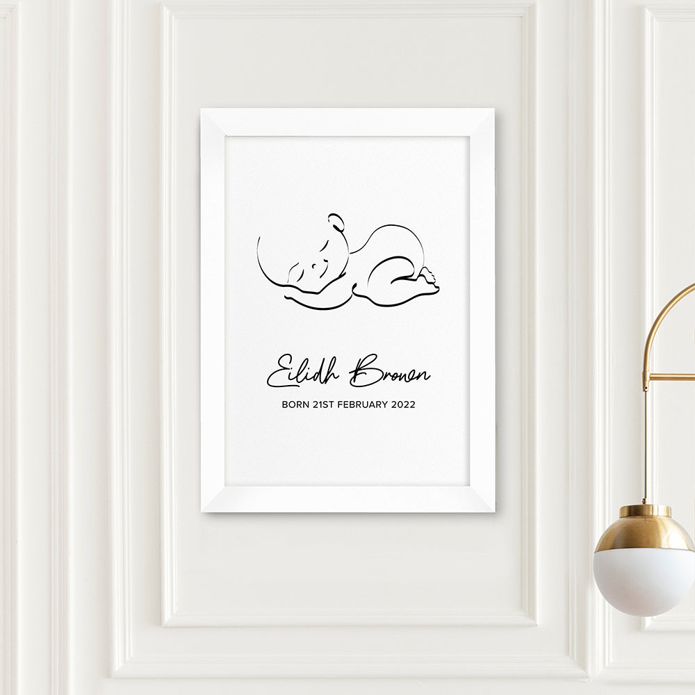 Personalised Personalised Line Art Sleeping Baby Print