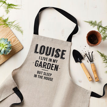 Personalised Personalised Linen Gardening Apron