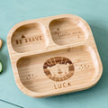 Personalised Lion Bamboo Suction Plate & Spoon