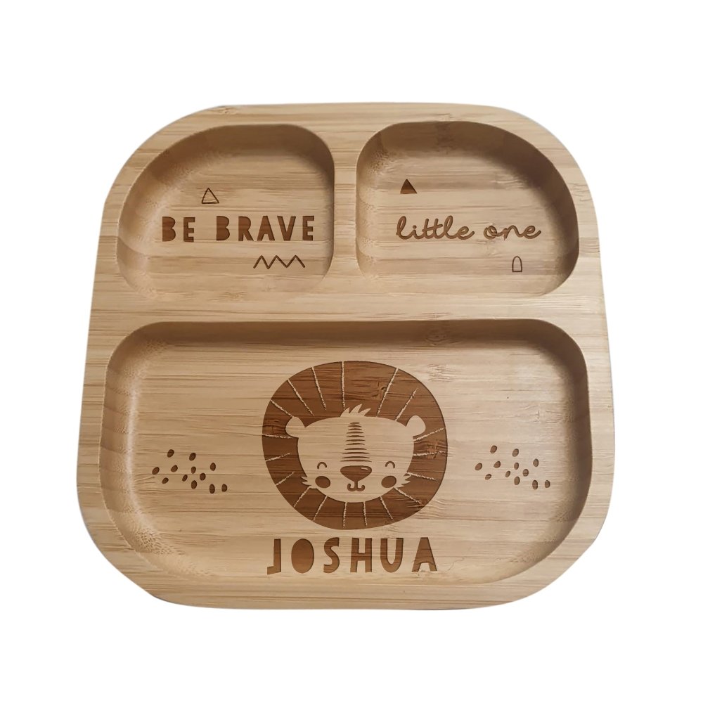 Personalised Lion Bamboo Suction Plate & Spoon