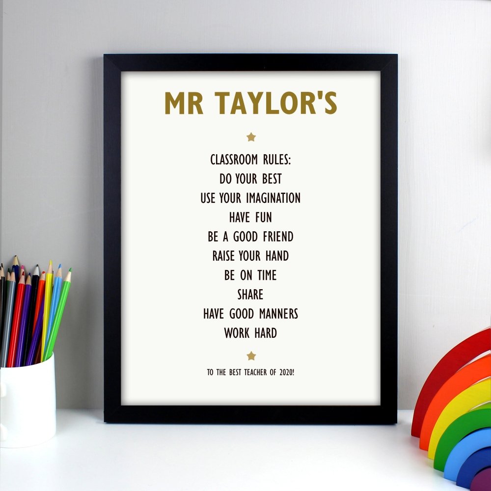 Personalised List Of Love Black Framed Print