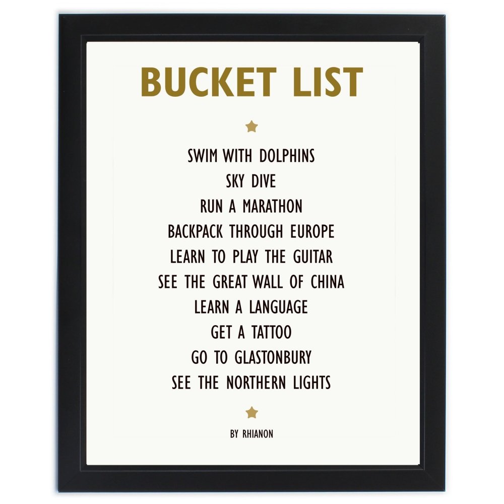Personalised List Of Love Black Framed Print