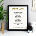 Personalised List Of Love Black Framed Print