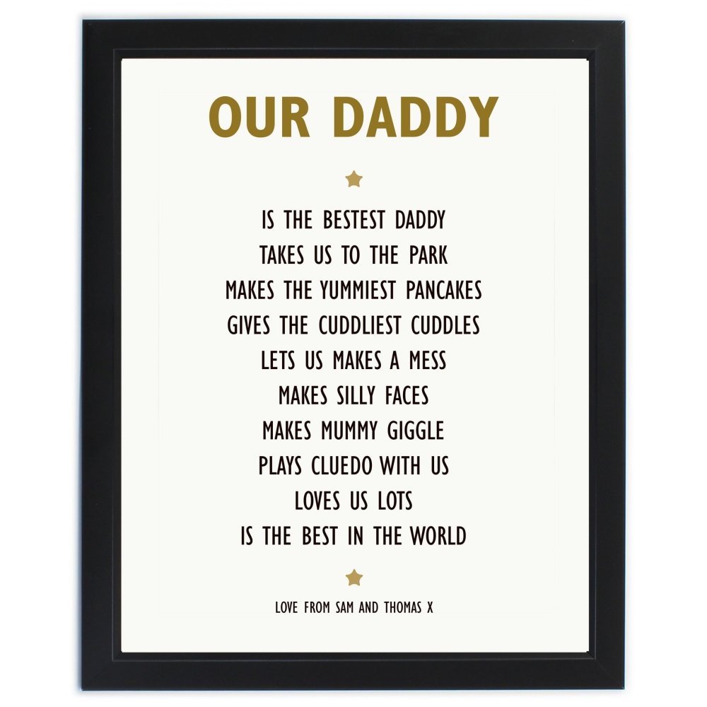 Personalised List Of Love Black Framed Print