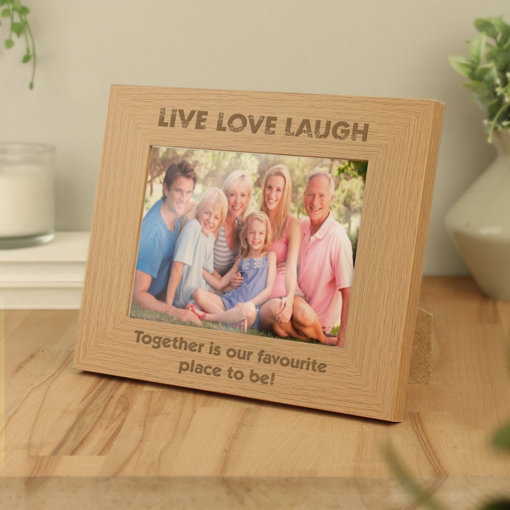 Personalised Live Love Laugh 5x7 Inch Landscape Wooden Photo Frame