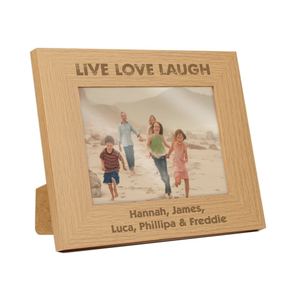 Personalised Live Love Laugh 7x5 Inch Landscape Wooden Photo Frame