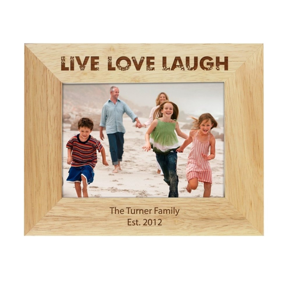 Personalised Live Love Laugh 7x5 Inch Landscape Wooden Photo Frame