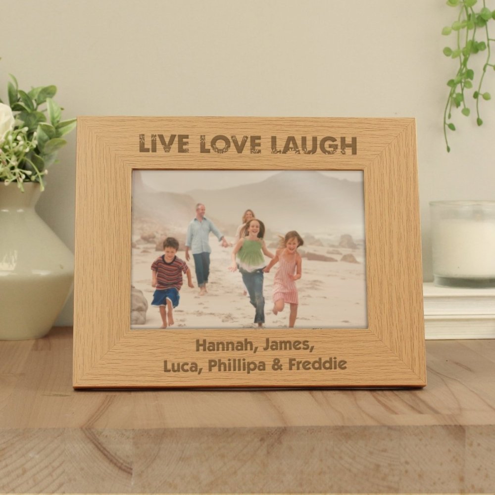 Personalised Live Love Laugh 7x5 Inch Landscape Wooden Photo Frame