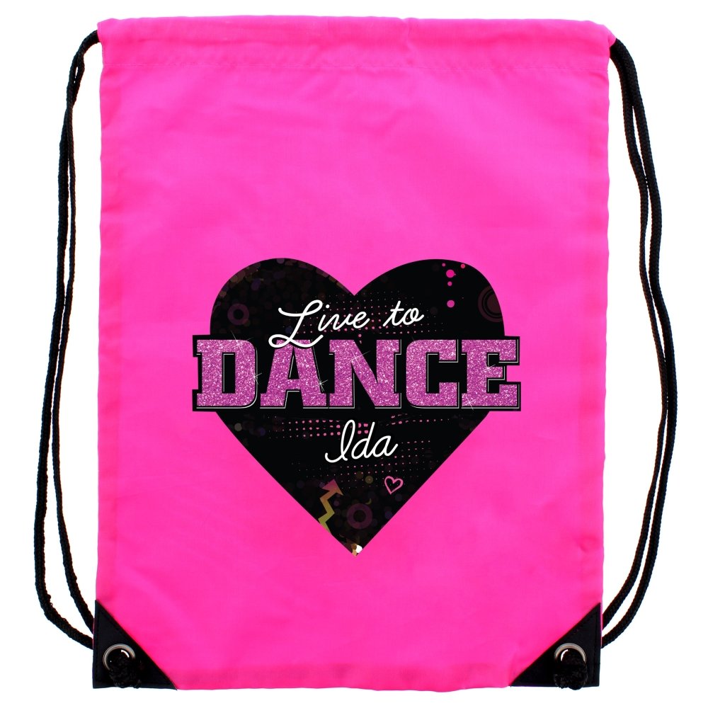 Personalised 'Live To Dance' Pink Kit Bag