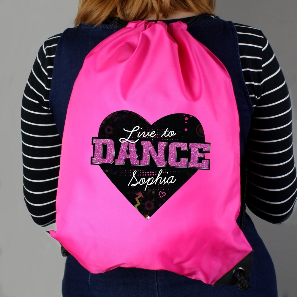 Personalised 'Live To Dance' Pink Kit Bag