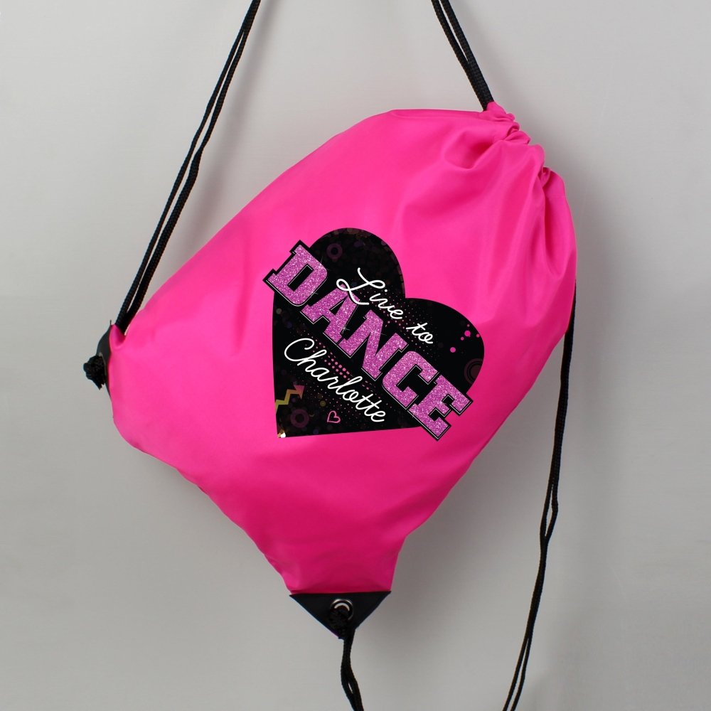 Personalised 'Live To Dance' Pink Kit Bag