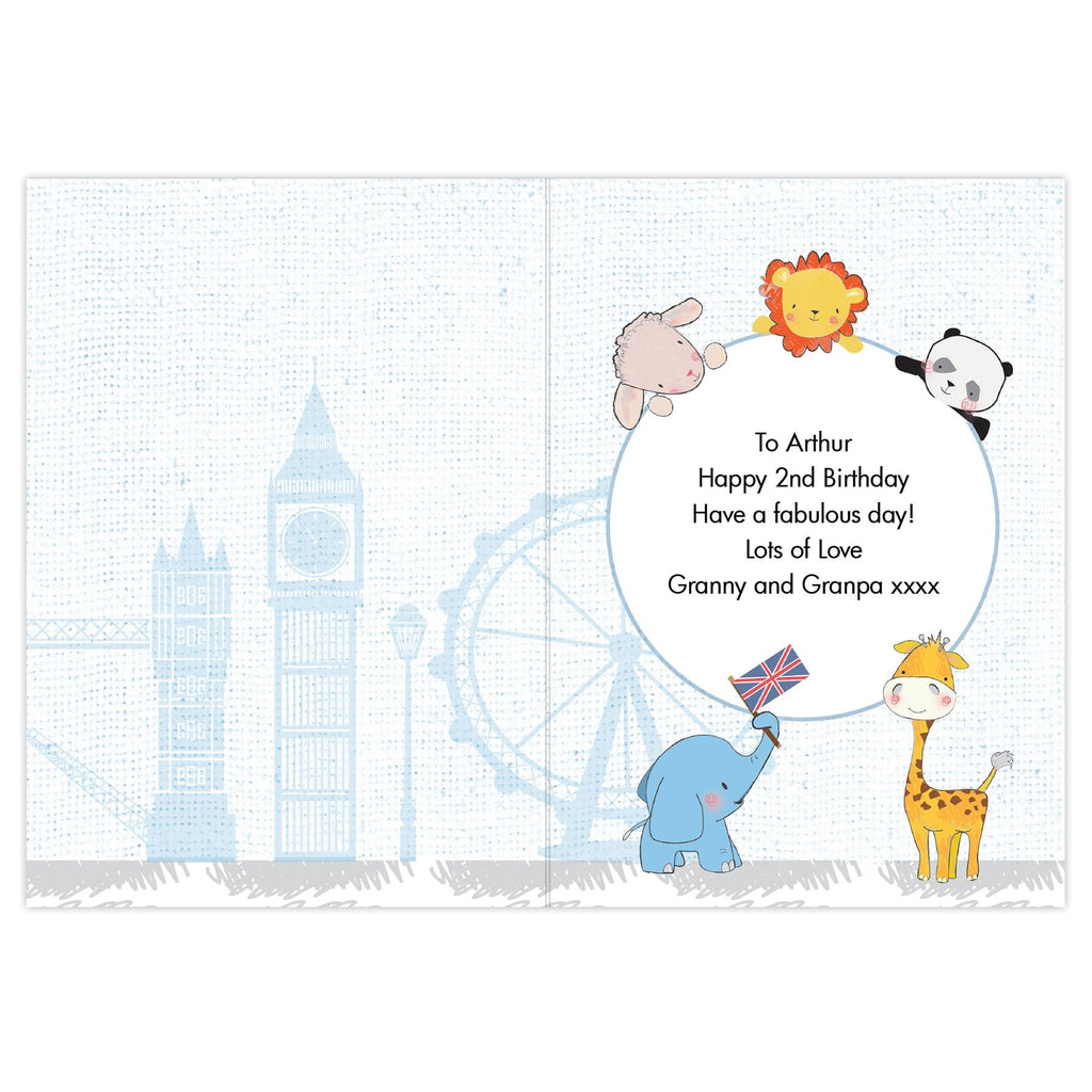 Personalised London Animal Bus Birthday Card