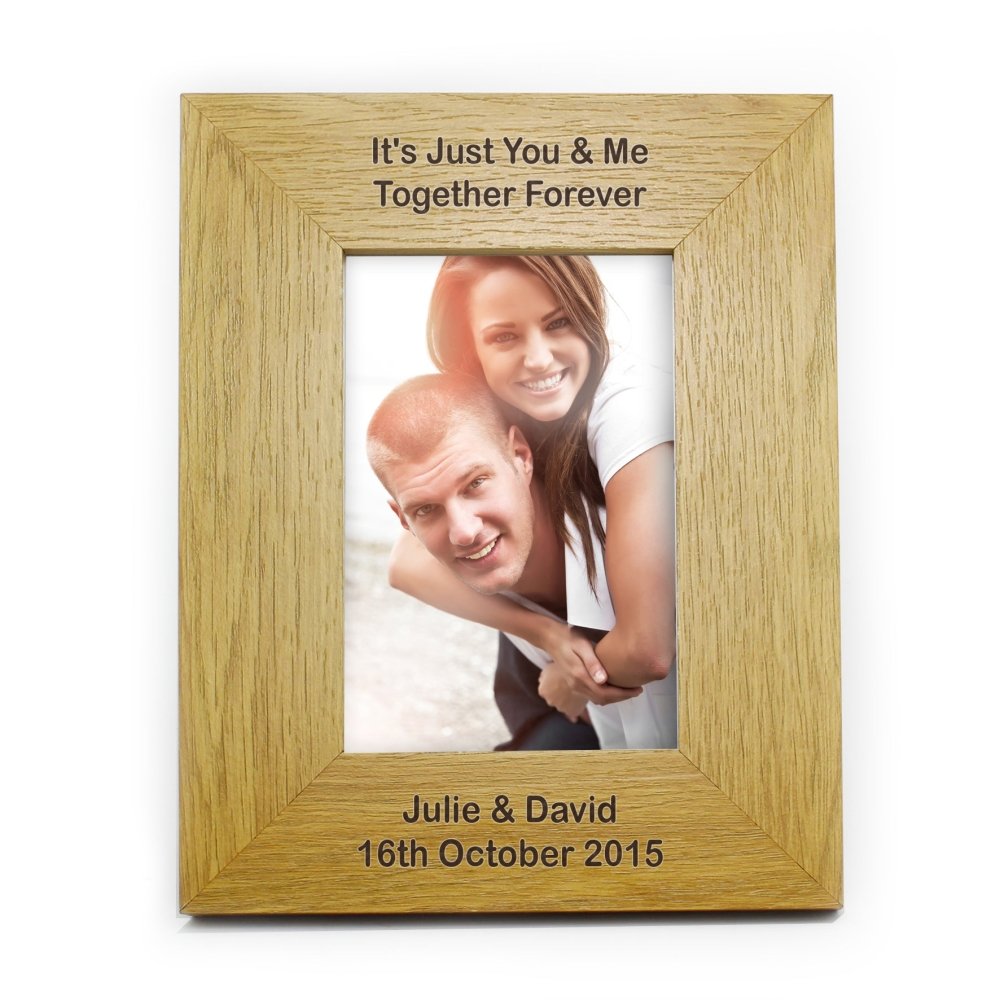 Personalised Long Message 4x6 Inch Oak Finish Photo Frame