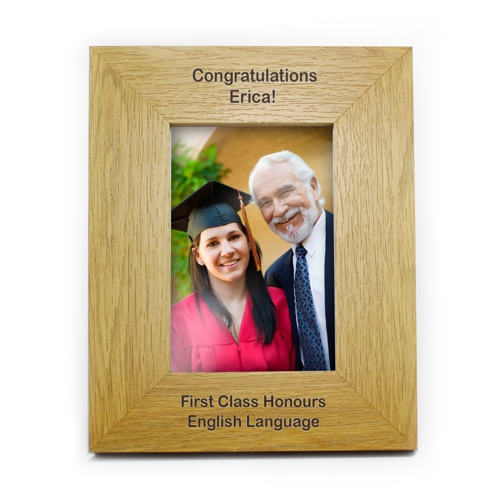 Personalised Long Message 4x6 Inch Oak Finish Photo Frame