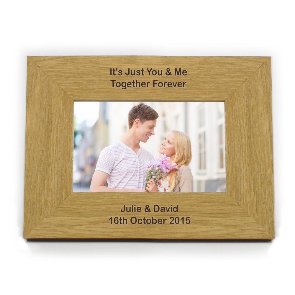 Personalised Long Message 6x4 Inch Landscape Oak Finish Photo Frame