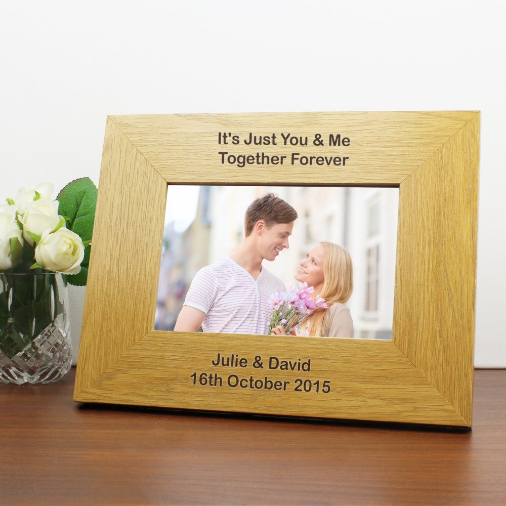 Personalised Long Message 6x4 Inch Landscape Oak Finish Photo Frame