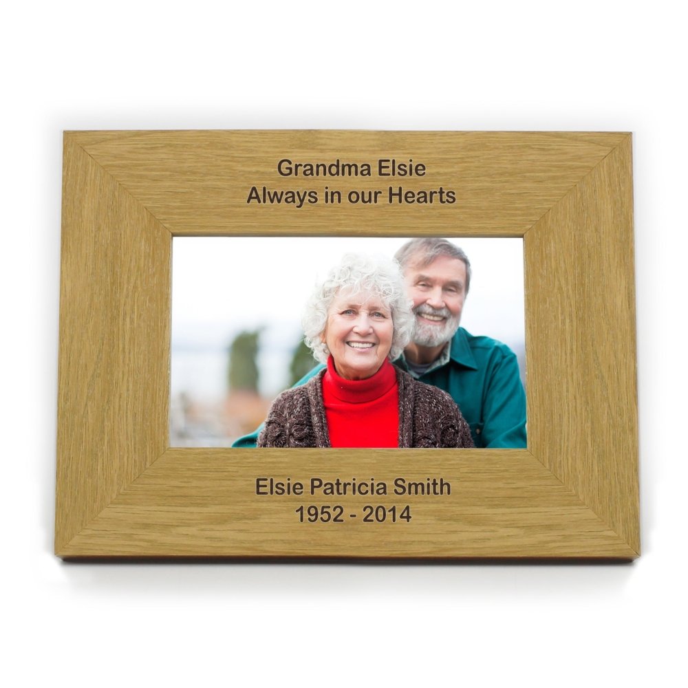 Personalised Long Message 6x4 Inch Landscape Oak Finish Photo Frame
