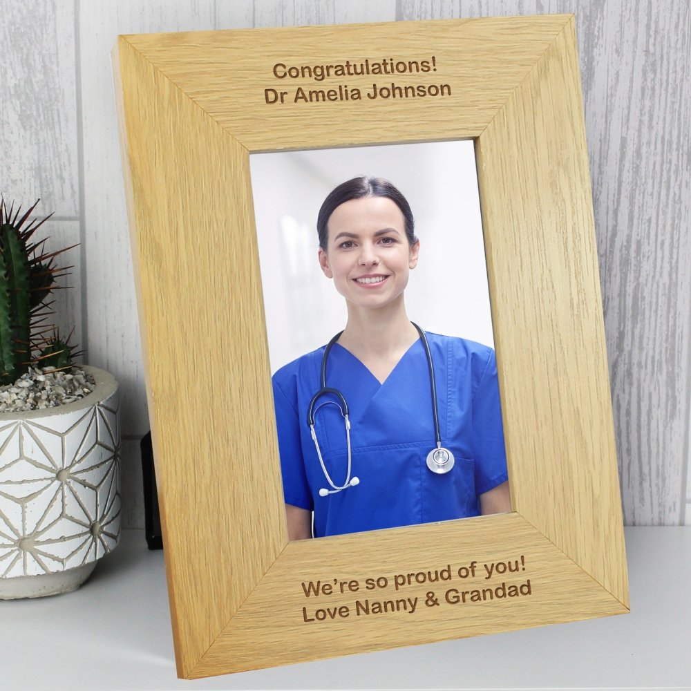 Personalised Long Message 6x4 Inch Oak Finish Photo Frame