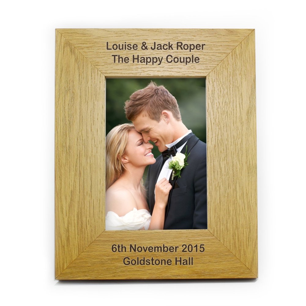 Personalised Long Message 6x4 Inch Oak Finish Photo Frame